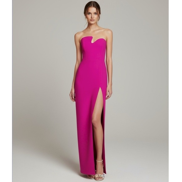 NEW AMANDA UPRICHARD Strapless Puzzle Gown, Dark Hot Pink, Small - Picture 6 of 14
